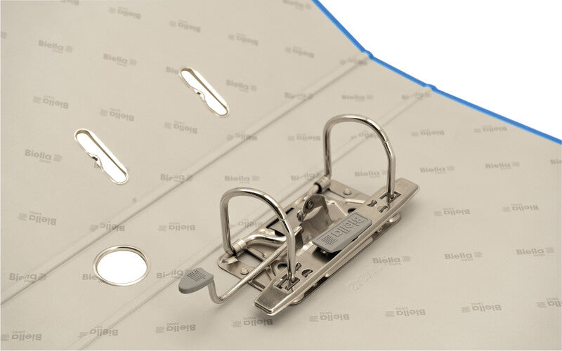 Biella Ordner – A4 hoch – 2-Ring Hebelmechanik, Rücken 40 mm – blau, mit Griffloch, Niederhalter – FSC