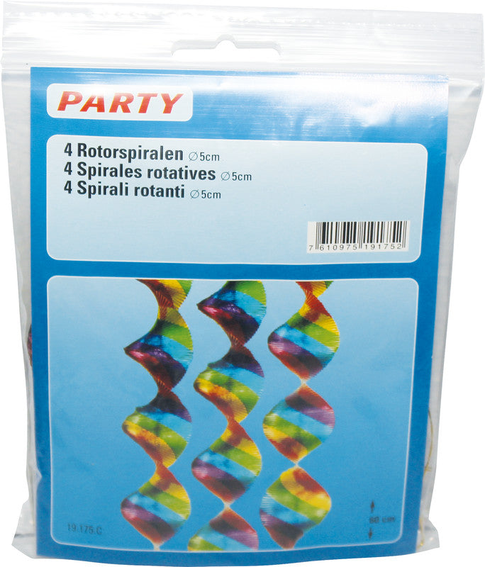 Party Folienrotorspirale, mehrfarbig, 600 × 50 mm, 4 Stück