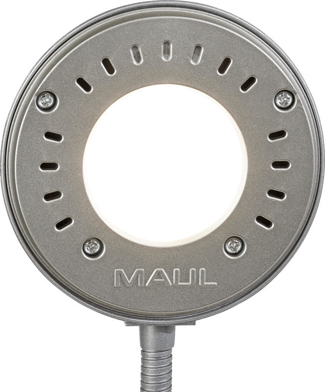 MAUL LED Tischleuchte Arc – drehbar, neigbar, höhenverstellbar – 3000 K – 542 lm 5 W – silber, Metall