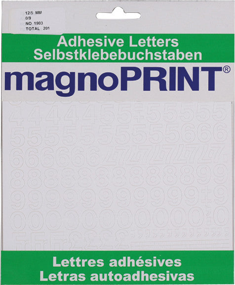 Magnoprint Schuletiketten – Motiv Zahlen 0–9 – 12,5×12,5 mm, Folie, permanent haftend