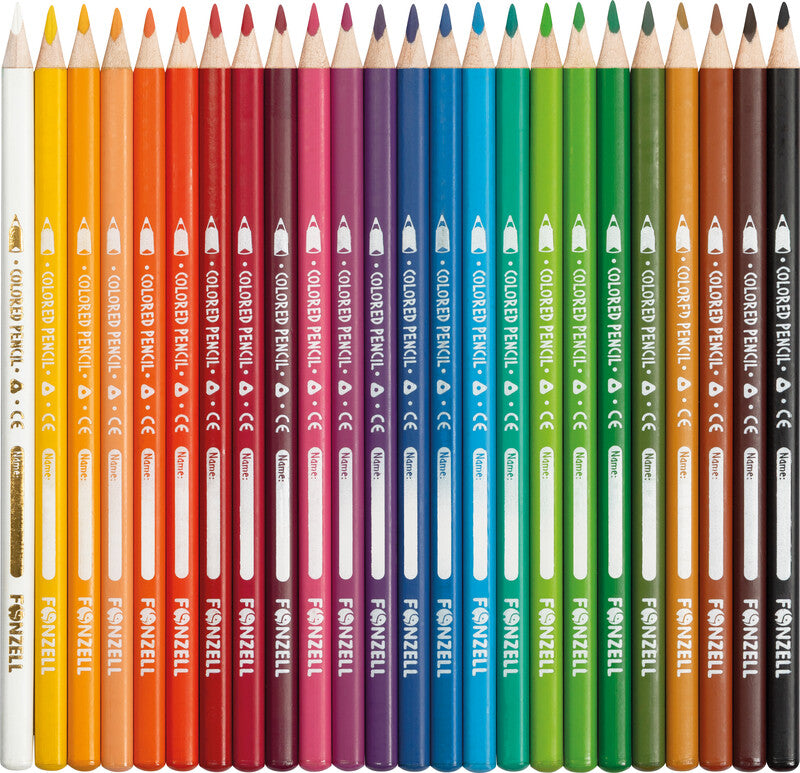 Fonzell Farbstifte-Set – 24 Farben, Dreikant, Mine Ø 3,3 mm, Zylinderetui