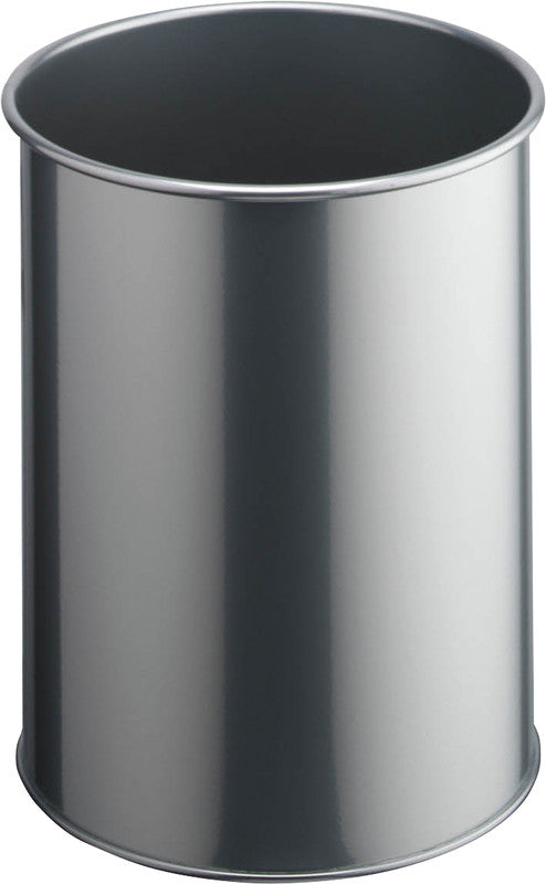 Durable Papierkorb – 15 l – Metall, Silber – Ø 260 × H 315 mm