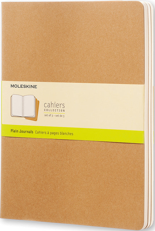 Moleskine Notizheft, 190 × 250 mm, blanko, Fadenheftung, Karton, 120 Seiten, 70 g/m² – braun, 3er-Pack