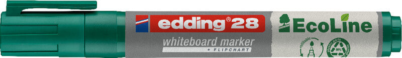 Edding Whiteboard-Marker 28 EcoLine – Rundspitze 1,5-3 mm – Grün – trocken abwischbar