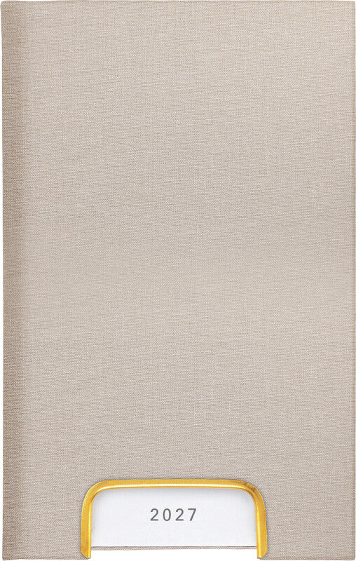 Biella Disponent Agenda – 1 Tag pro Seite, gebunden, 10,1 × 16 cm, 2027, 1-h-Takt, mehrsprachig, beige, FSC