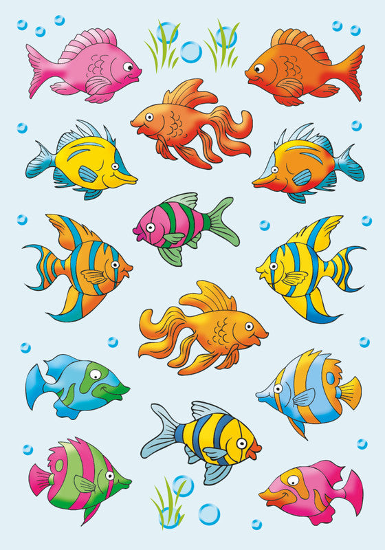 HERMA Schmucketiketten – Fische – 42 Stück – permanent – mehrfarbig