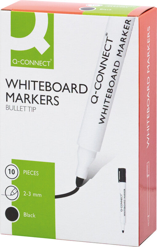 Q-CONNECT Whiteboard-Marker – Rundspitze 2 mm – Schwarz – trocken abwischbar
