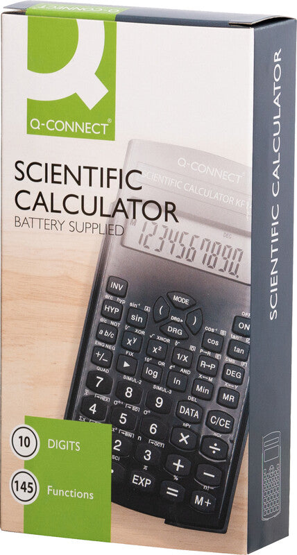 Q-connect Wissenschaftlicher Taschenrechner KF14380 – 12-stellig, LCD, Prozent/Bruch, Batterie, Schwarz