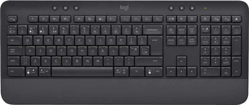 Logitech K650 – Tastatur, kabellos (Bluetooth/2,4 GHz), mit Handballenauflage – für Windows, macOS & Android