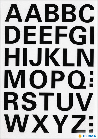 HERMA Buchstabenaufkleber – 84 × 120 mm, Höhe 15 mm, Folie, Schwarz – 36 Stk