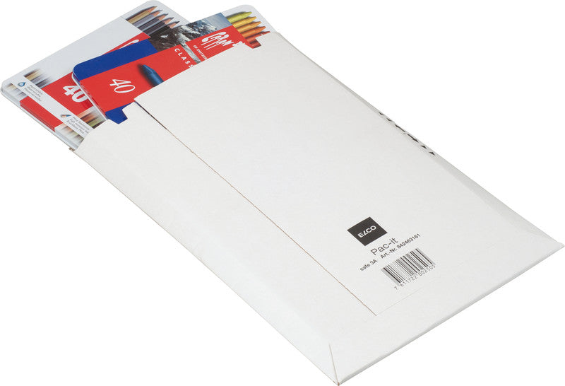 Elco Karton-Versandtasche – 240 × 340 mm, Karton, weiss, selbstklebend, Aufreissperforation