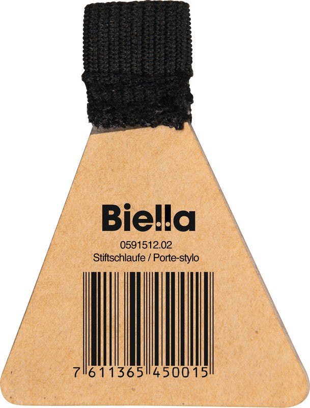 Biella Stiftschlaufe – selbstklebend, Papier, schwarz, 15 × 12 mm – für Blöcke, Notizbücher und Kalender