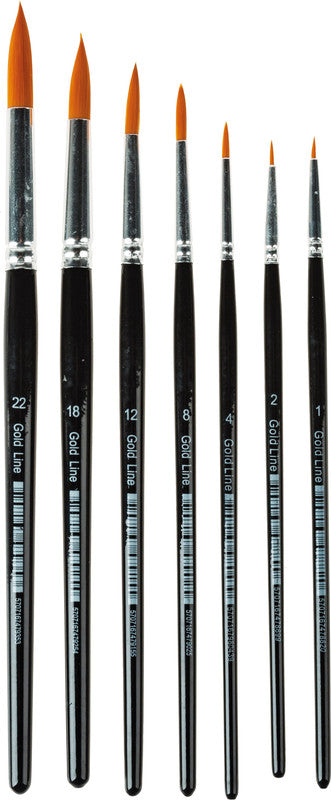 Noname Pinselset – schwarz, grössensortiert, Länge 140 mm, 84er-Pack, für Aquarell-, Acryl- und Hobbyfarben