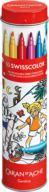 Caran d-Ache Caran d'Ache – Filzstifte Swisscolor, Strichbreite 2,8 mm, auswaschbar, 10 Farben
