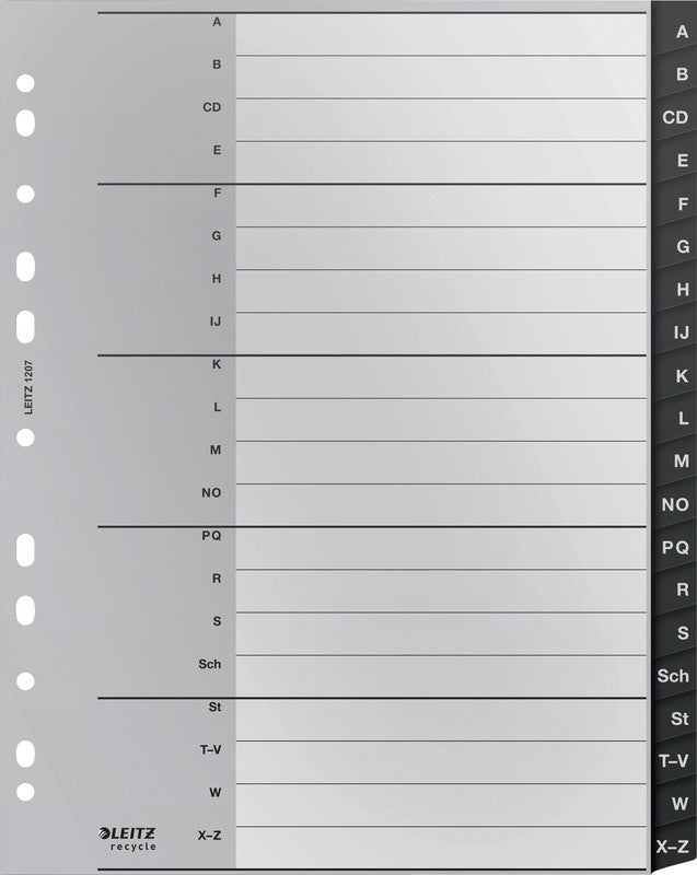 Leitz Register A4 Überbreit – Alphabetisch A–Z, 20 Taben, PP Schwarz/Weiss, 20-fach, Geeignet für Zeigetaschen