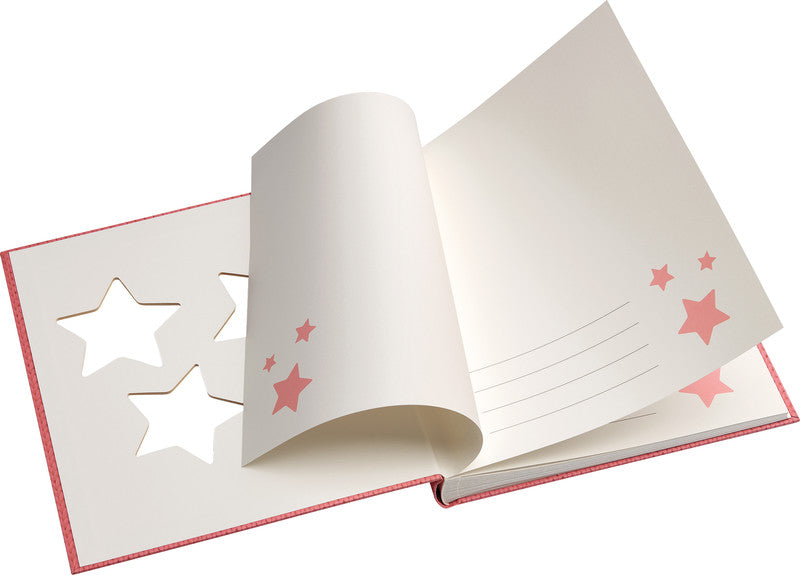 Walther Design Fotoalbum Baby Estrella – für 280 × 305 mm, rosa, illustrierter Vorspann, Karton