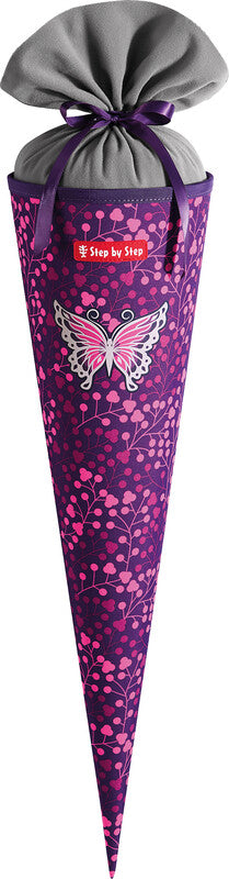 Step by Step Schultüte 70 cm × Ø 18 cm, 5 l – Motiv Butterfly Night Ina – Serie SPACE SHINE – rPET