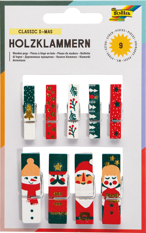 Folia Holzklammern – 9 Stück