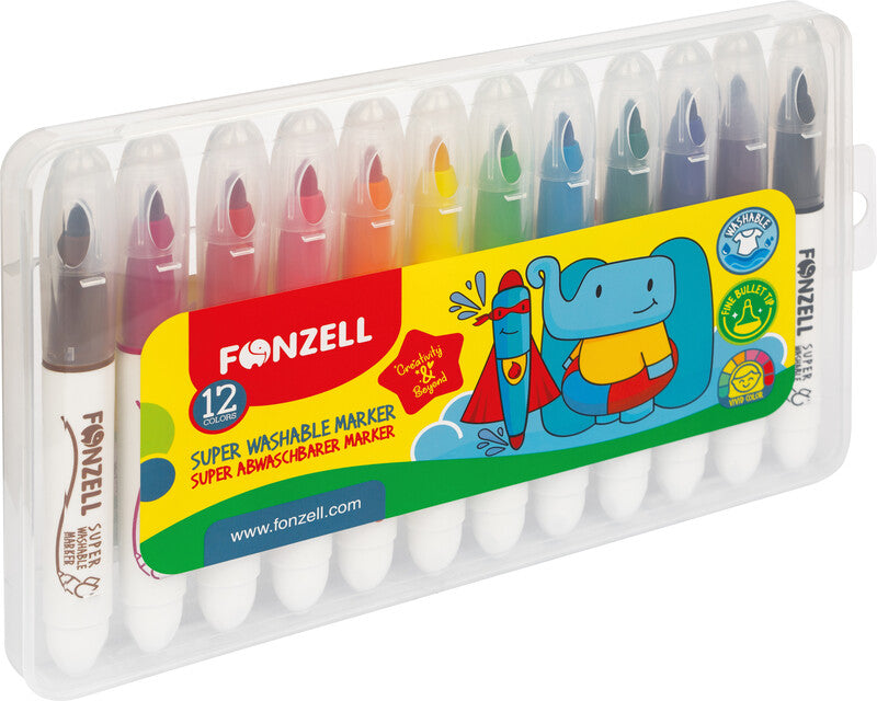 Fonzell Filzstifte, Strichbreite 5,5 mm, 12 Farben