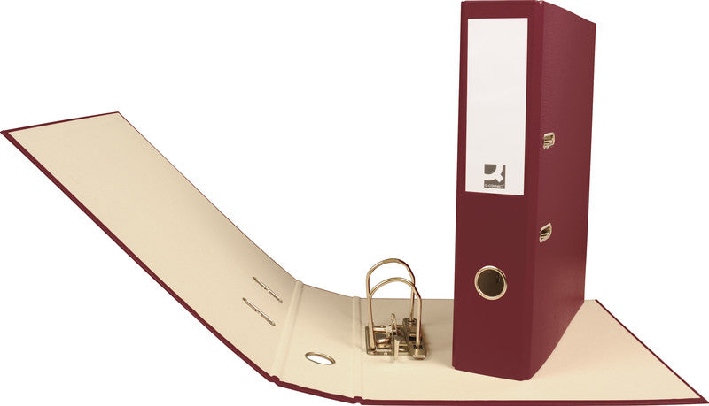 Q-connect Ordner – A4 hoch – 2-Ring Hebelmechanik, Rücken 70 mm – Weinrot, mit Griffloch, FSC