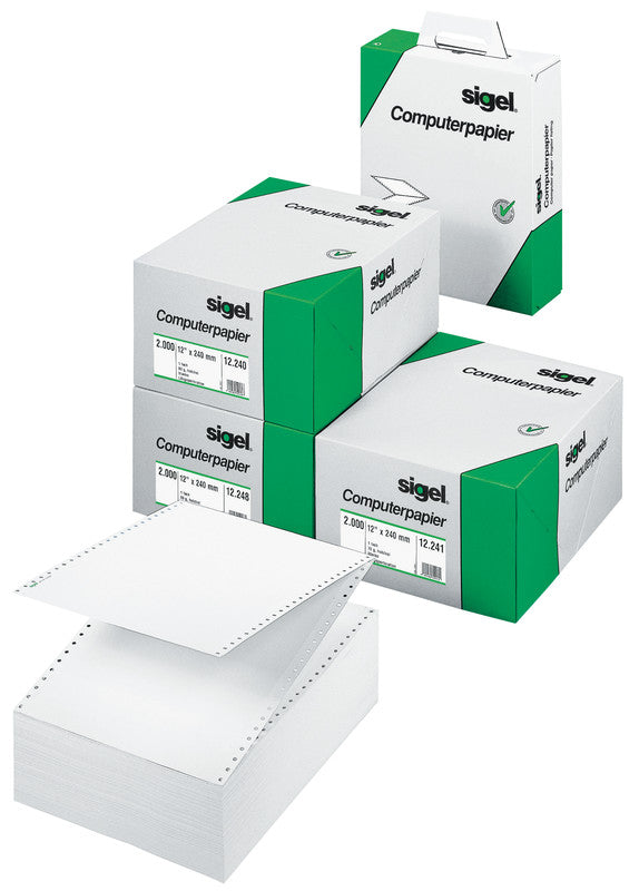 Sigel Computerpapier Endlospapier Weiss – 101,6 mm × 9,45", 70 g/m², 3'000 Blatt