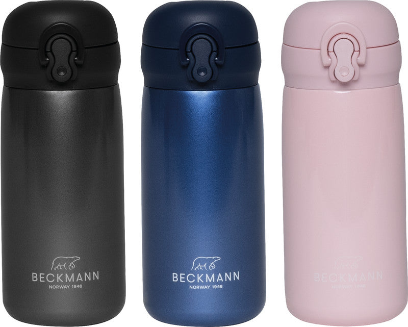 Beckmann Trinkflasche – 3,2 dl – Edelstahl, isoliert, Schraubverschluss – Schwarz