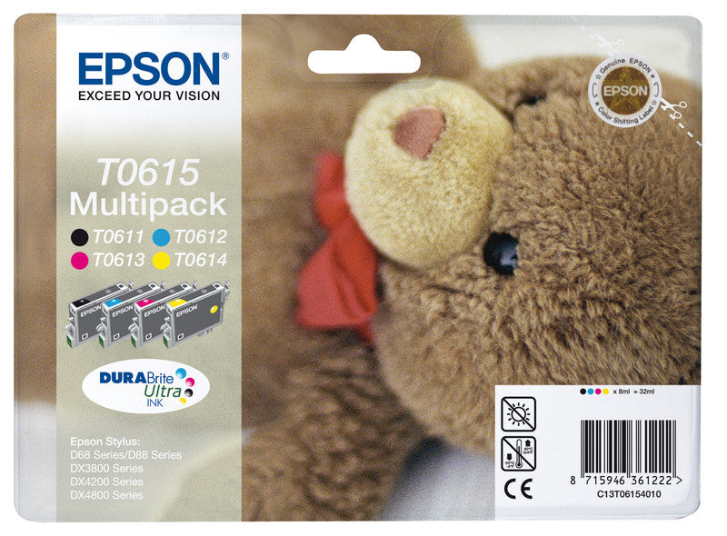 Epson Tintenpatronen-Multipack T0615, CMYK, 250 Seiten, 4er-Pack