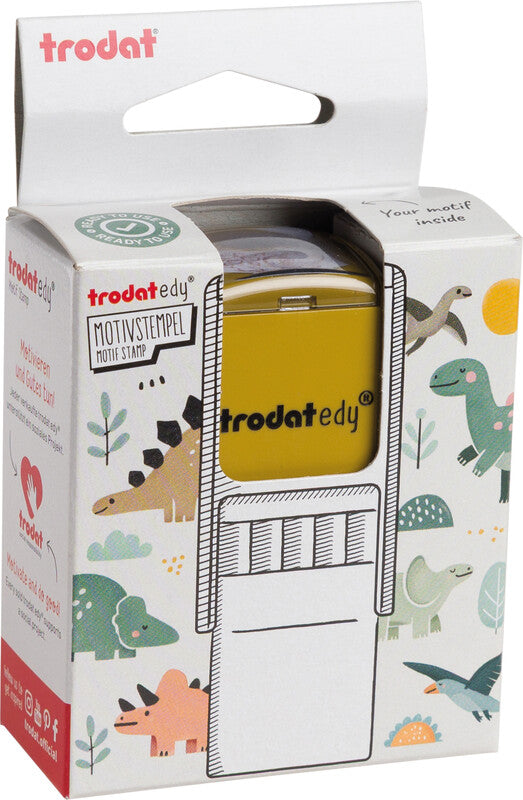 Trodat Stegoraurus Motivstempel – selbstfärbend, 19 × 19 mm, curry-gelb