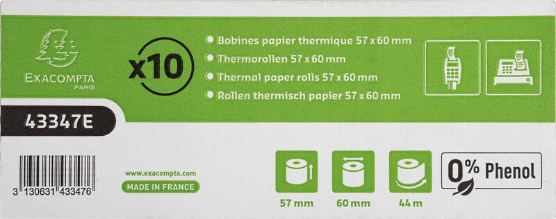 Exacompta Thermorolle 57 mm × 44 m, Kern 12 mm, Ø 60 mm
