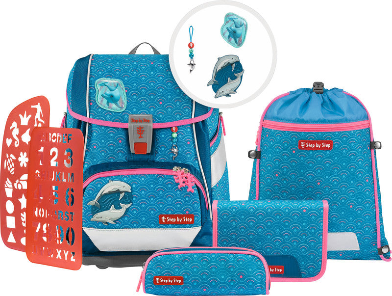 Step by Step Schulrucksack-Set 2in1 Plus – 6-teilig – Dolphin Pippa – recycelter Bestandteil