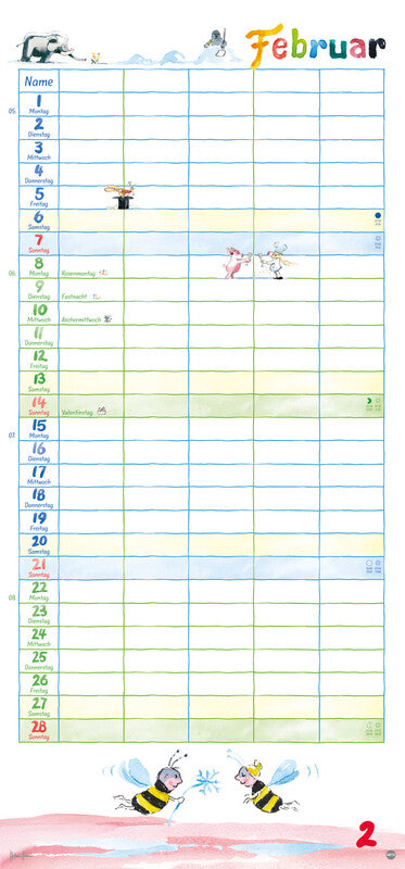 Heye Familienplaner Helme Heine – für Familien – 5 Spalten – Deutsch – 2027 – Spiralbindung – 21 × 45 cm