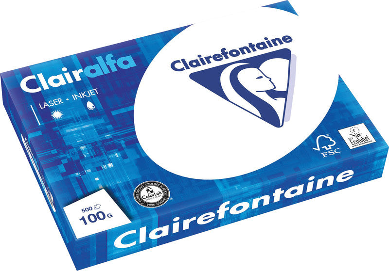 Clairefontaine Kopierpapier – A3, 100 g/m², hochweiss – für Inkjet/Laser/Kopierer – 500 Blatt