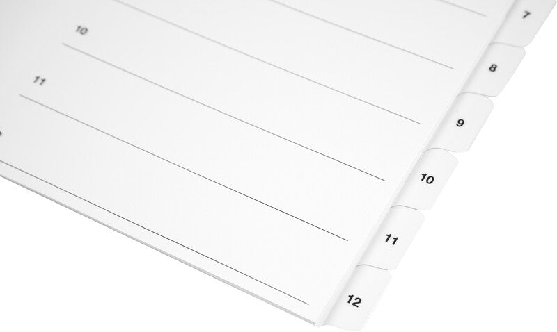 Biella SmartIndex Register – A4, 10-teilig, Karton, weiss, vorgedruckt, verstärkte Taben, für A4-Ordner