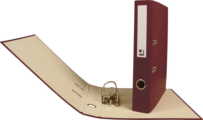 Q-connect Ordner – A4 hoch – 2-Ring Hebelmechanik, Rücken 40 mm – weinrot, Karton, mit Niederhalter, FSC