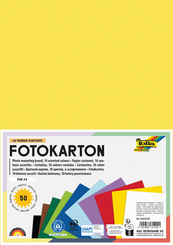 Folia Fotokarton – A4 – 300 g/m² – sortiert – 50 Blatt