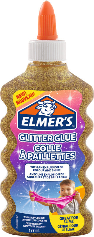 Elmer's Glitzerkleber – Gold – 177 ml – Auswaschbar, Geruchsarm – Für Basteln