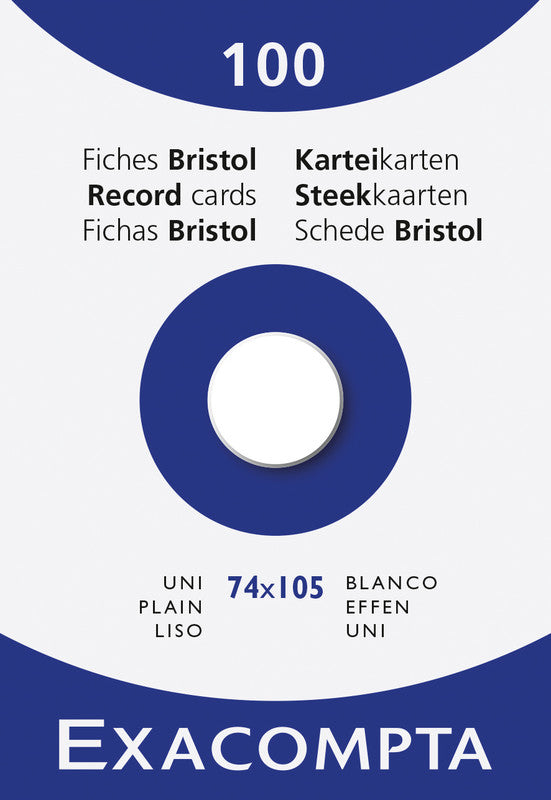 Exacompta Karteikarte A7 quer, blanko, weiss, 205 g/m², Karteikarton – 100 Stück