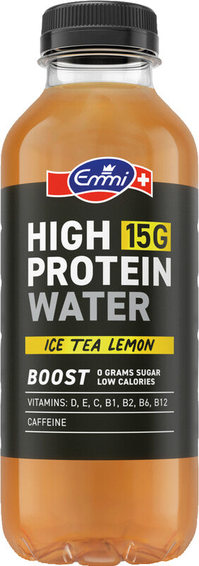Emmi Proteinwasser Boost, Eistee Zitrone, koffeinhaltig – 5 dl