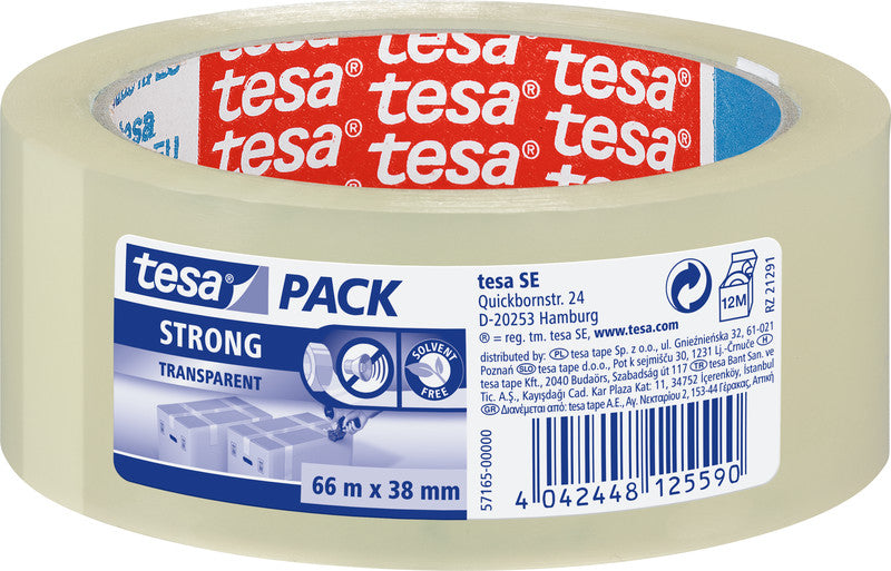 tesa Vinylband – 38 mm × 66 m, transparent, stark