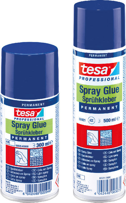 TESA Sprühkleber – Sprühdose, permanent, transparent, tropffrei, 500 ml, für Papier, Karton, Filz usw.