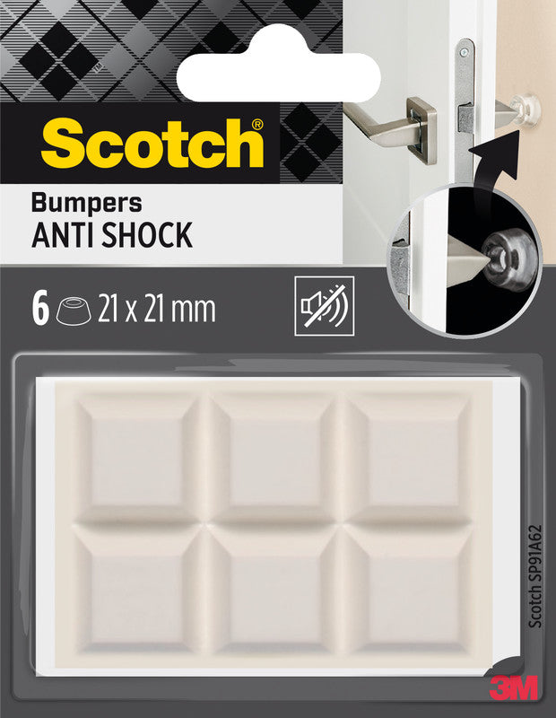Scotch Elastikpuffer Viereckig 21 × 21 mm – Transparent, Elastomer, Selbstklebend, Rutschfest, 6 Stk.