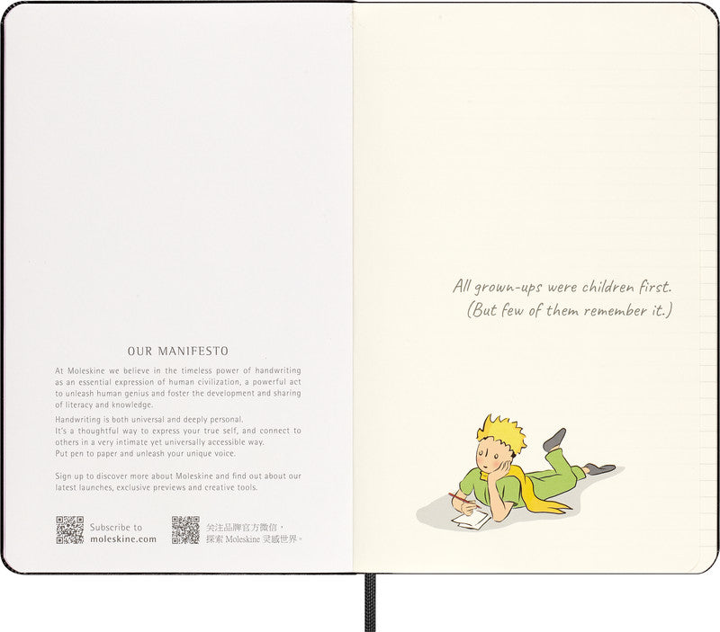 Moleskine Notizbuch Le Petit Prince, 130 × 210 mm, liniert, Leimbindung, Hardcover, 176 Seiten – schwarz