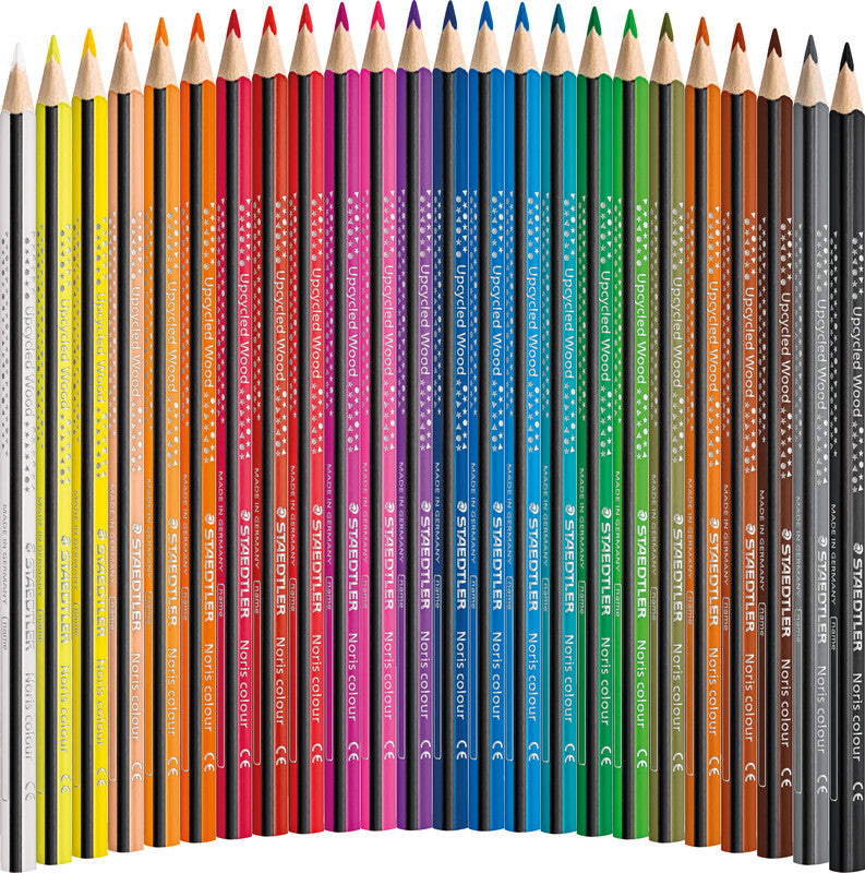 Staedtler Buntstifte Noris colour Upcycling – 24 Farben, im Kartonetui, dreikantig, PEFC