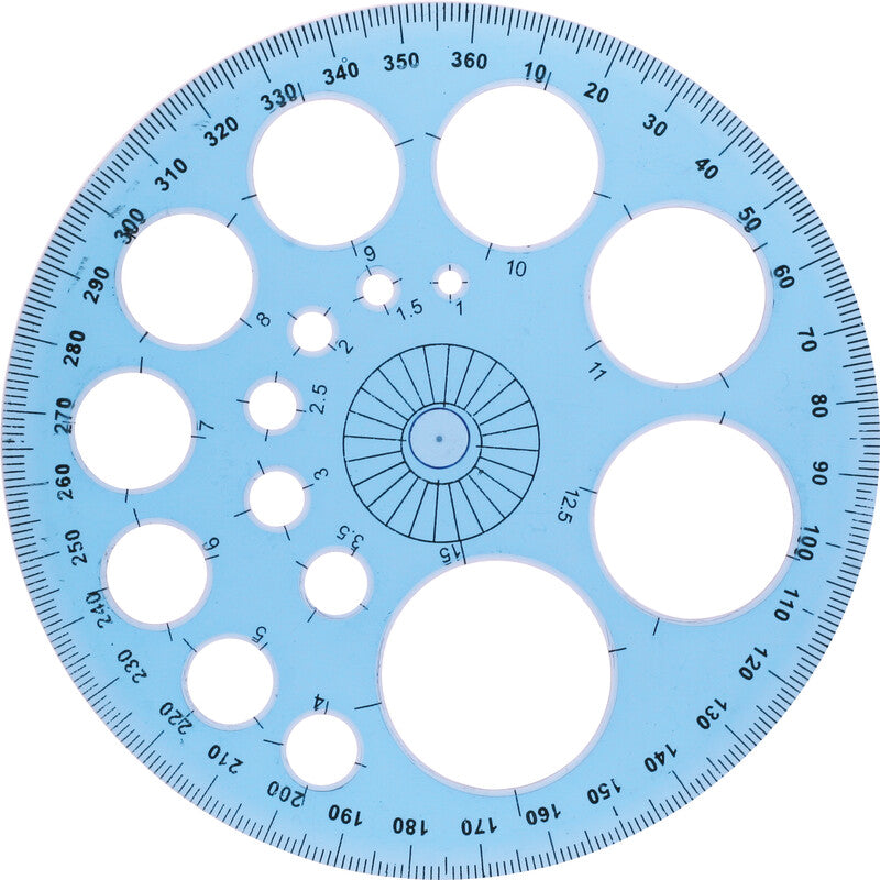 Centrum Kreisschablone, Ø 1–15 mm, Kunststoff, Blau