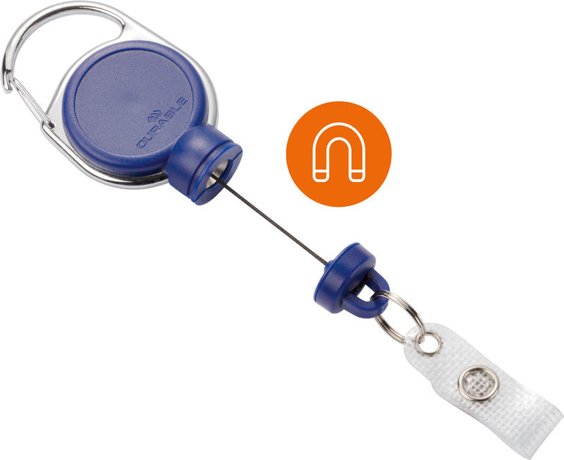 Durable Jojo Extra Strong Ausweishalter – blau, Metall, L 600 mm, Druckknopfschlaufe