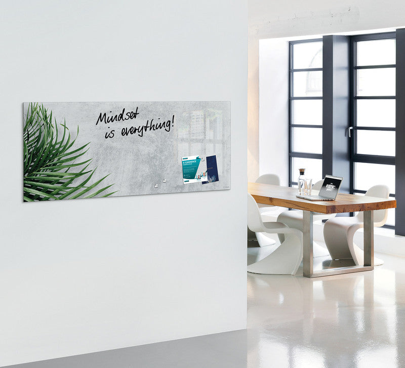 Sigel Whiteboard – 130 × 55 cm, Glas, magnetisch, Wandmontage, inkl. Magnete, Montagesatz