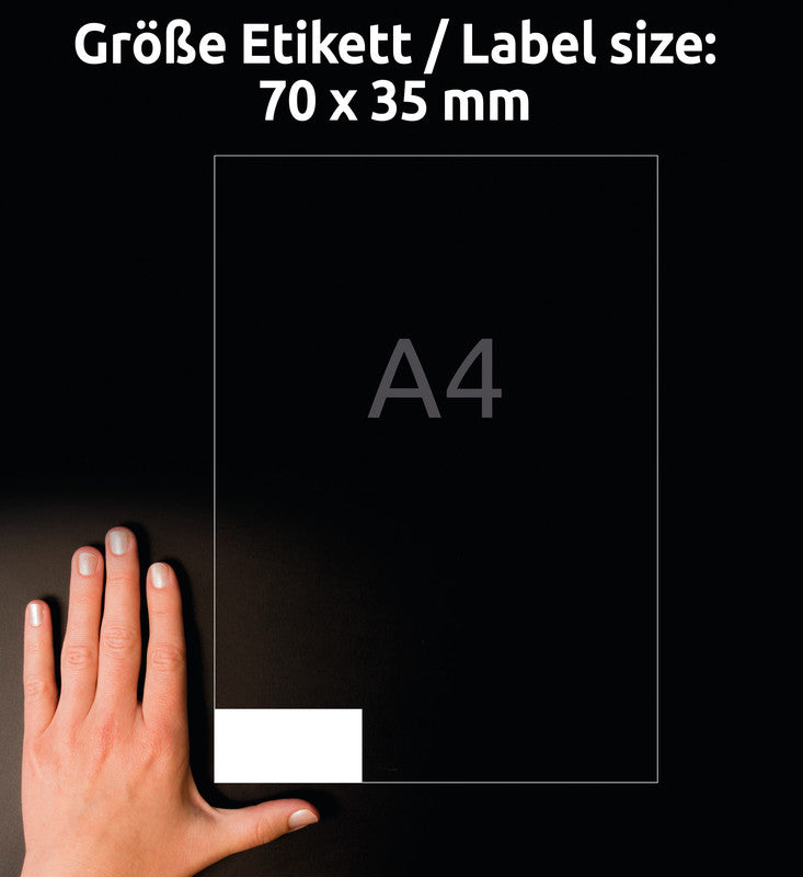 Avery Etiketten, 70 mm × 35 mm, weiss, Papier, permanent, 100 Blatt (2400 Etiketten)