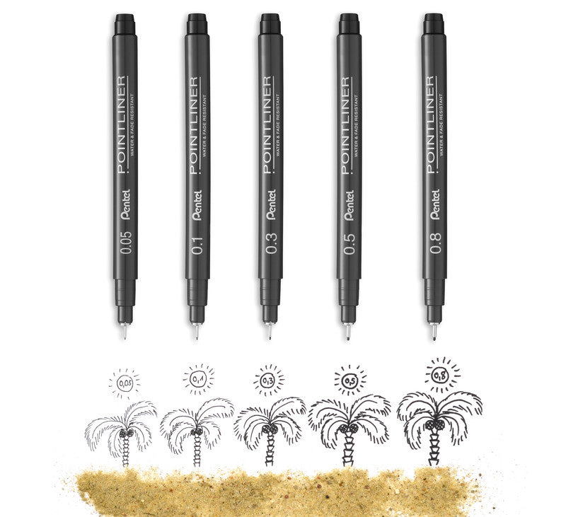 Pentel Pointliner Fineliner 0,5 mm – schwarz – wasserfest