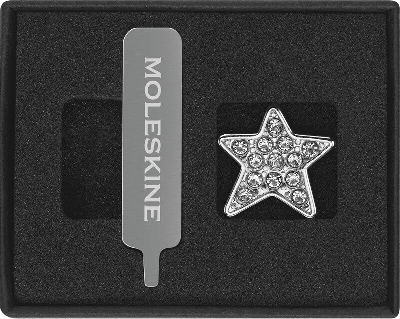 Moleskine Schlüsselanhänger Stern Kristall – mit Schraube & Spezialschraubendreher, Zinklegierung, Silber