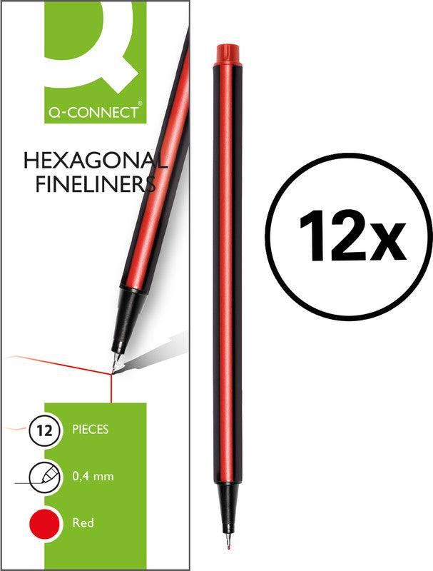 Q-connect Fineliner – 12er-Set – 0,4 mm – rot